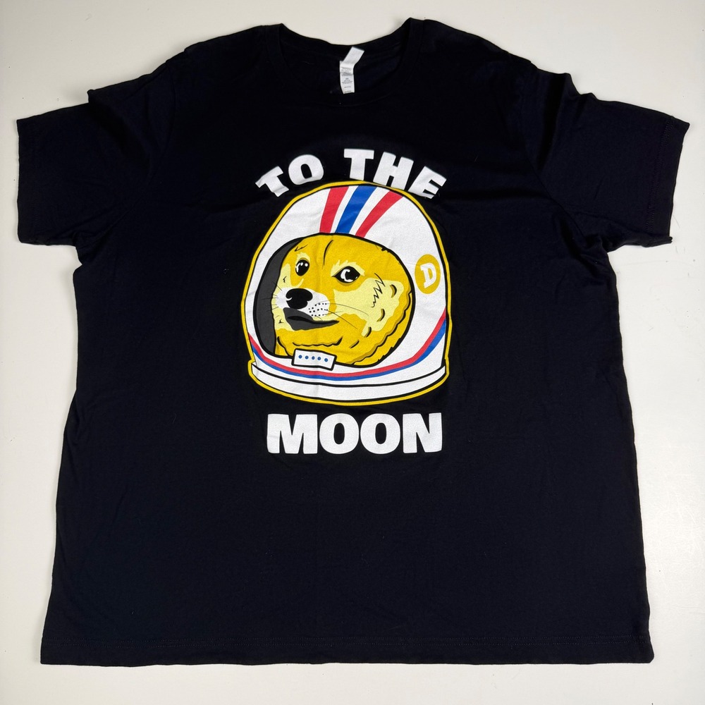 Barstool Sports Dogecoin To The Moon Graphic Tee Black 2XL Doge Crypto Shirt
